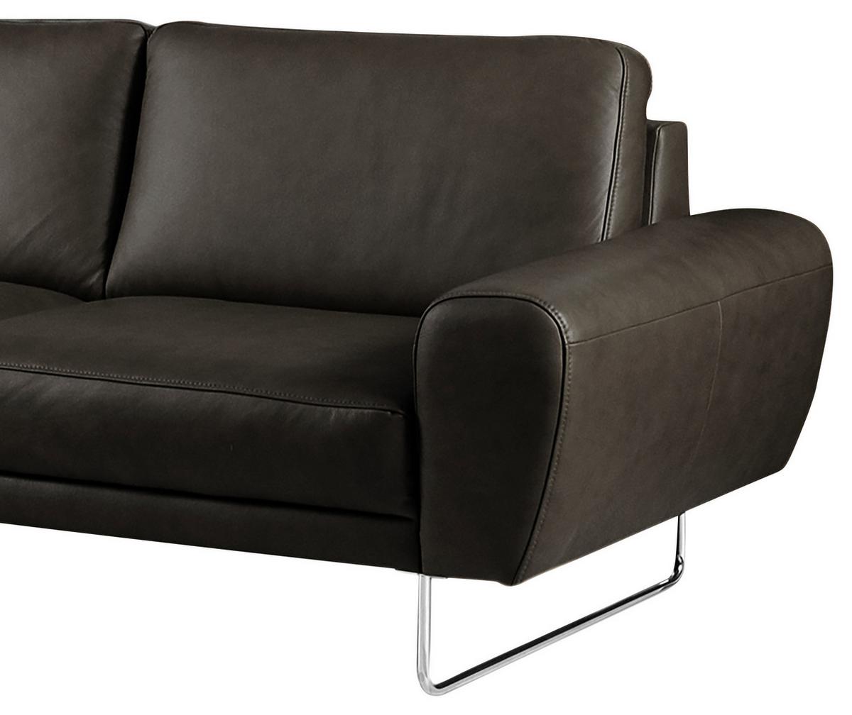 Ecksofa Spring Schwarz Chrom S: 250x273 Cm - Chromfarben/Schwarz, Design, Leder (250/273cm) - Livetastic