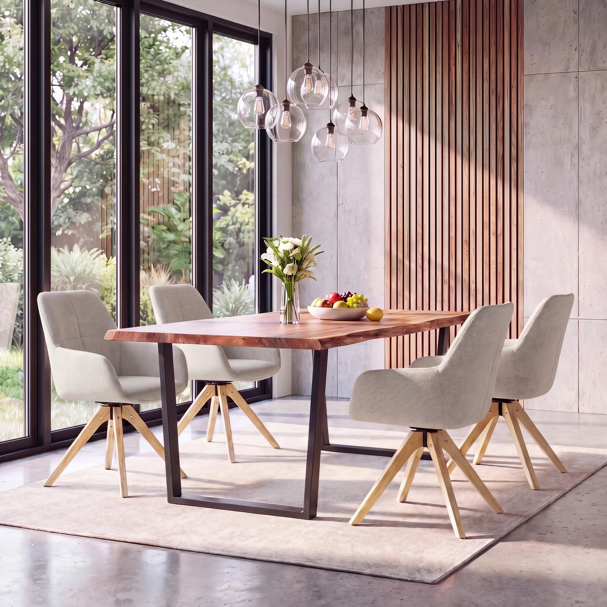 Armlehnstuhl Woody Webstoff beige, B: 64 cm - Beige/Naturfarben, Trend, Holz/Textil (64/83/61cm)