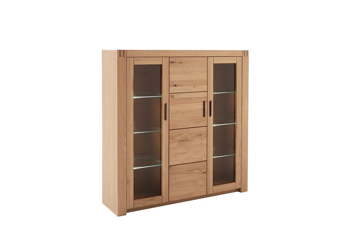 Highboard Prag - Eichefarben, Design, Glas/Holz (137/139/37cm)