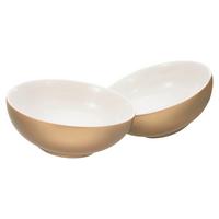 Müslischalenset Steinzeug Weiß/Goldfarben 2--Teilig. Ø 16 cm - Goldfarben/Weiß, Basics, Keramik (16cm) - Creatable