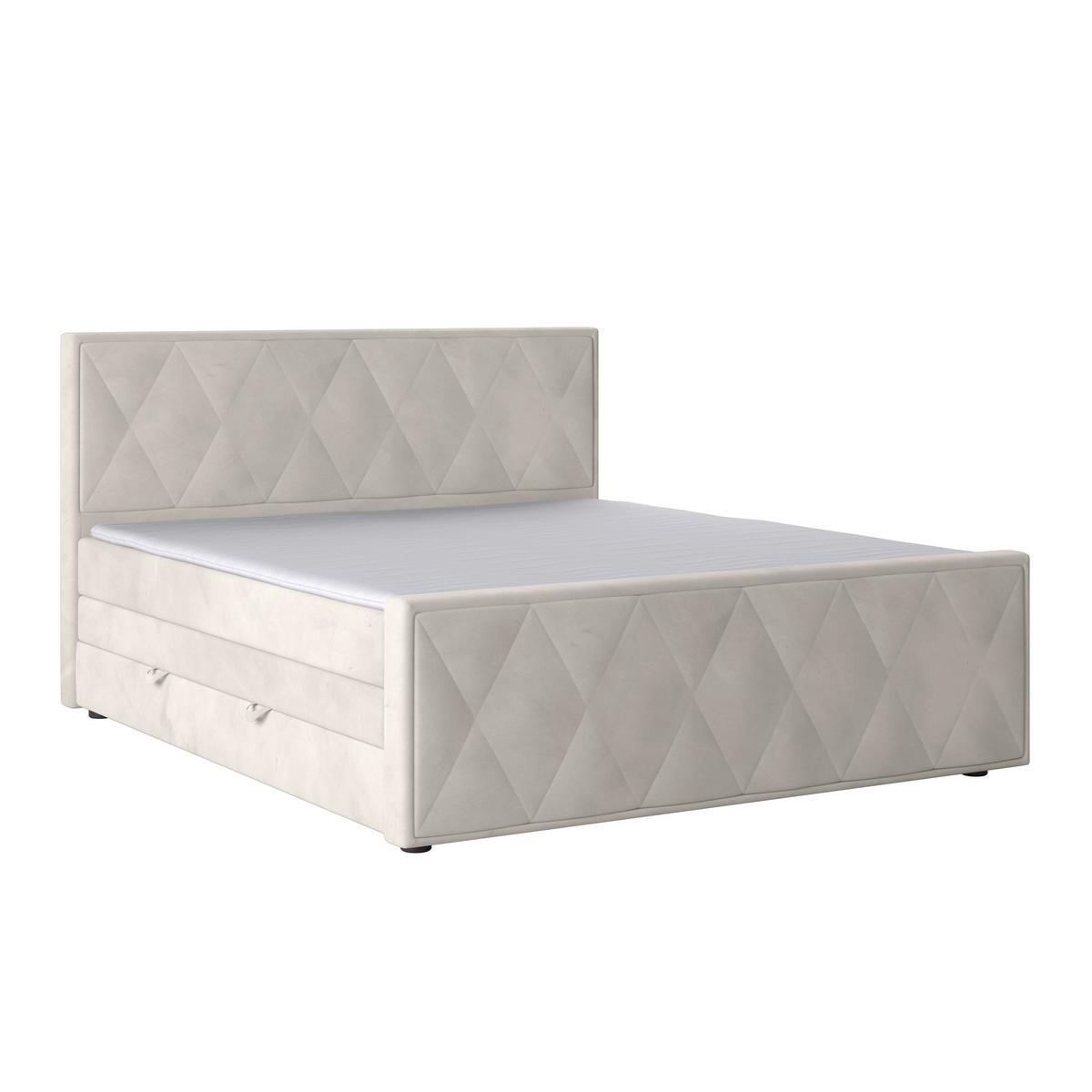 Boxspringbett mit Bettkasten Porto 180x200 cm Weiß - Schwarz/Weiß, MODERN, Karton/Holzwerkstoff (180/200cm) - MID.YOU