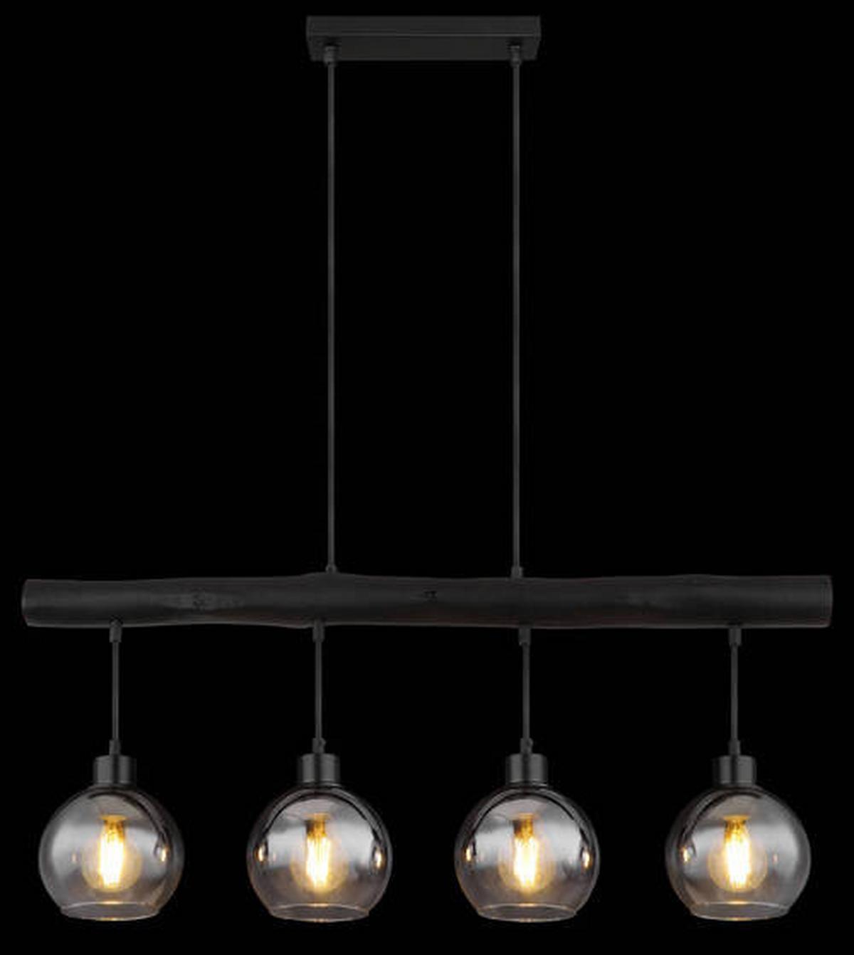 Hängeleuchte Grau Schwarz L: 85 cm - Schwarz/Grau, Design, Glas/Holz (85/15/120cm) - Globo