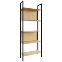 Regal Flakos Schwarz, Eiche Dekor B: 62 cm - Honigeiche/Schwarz, Design, Holzwerkstoff/Metall (62/165/24cm) - MID.YOU