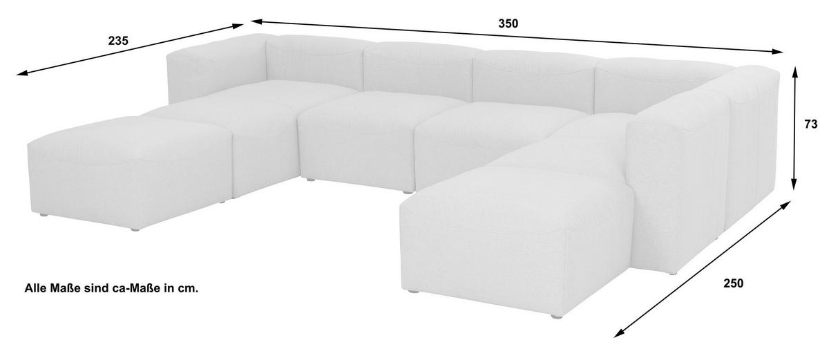 Wohnlandschaft Lena Creme Flachgewebe - Creme, Design, Textil (235/350/250cm) - Max Winzer