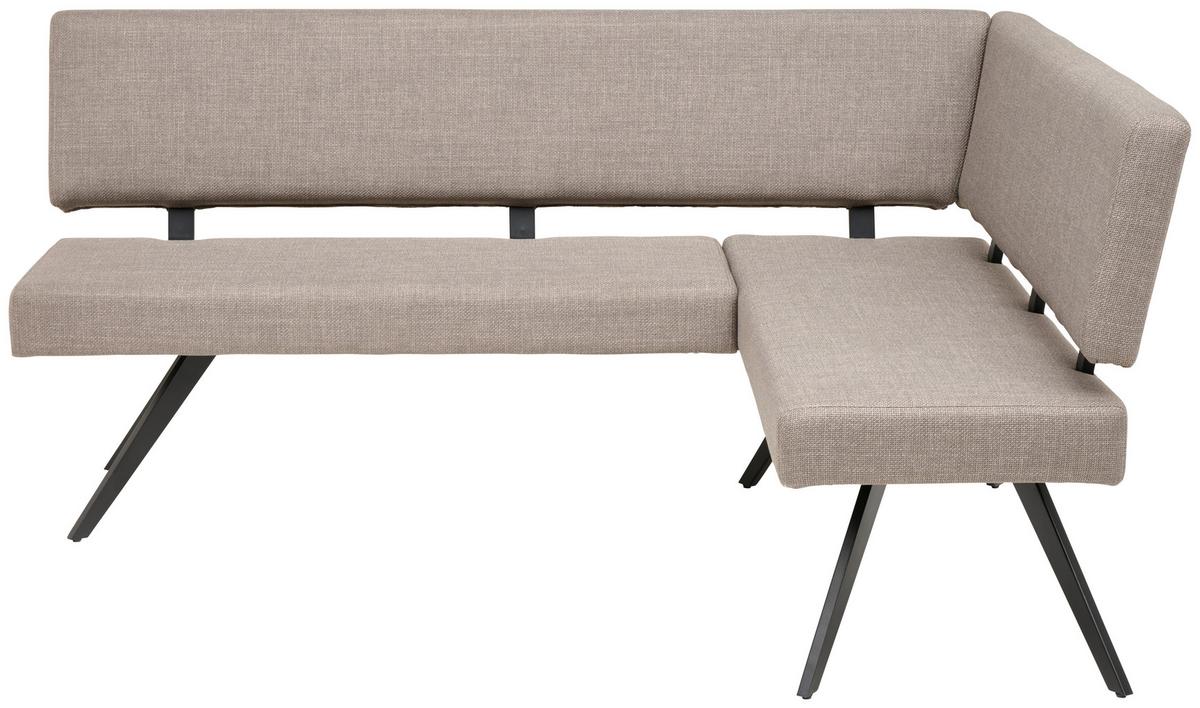 Eckbank Andros Hellgrau, S: 190x150cm - Hellgrau/Schwarz, KONVENTIONELL, Textil/Metall (190/150cm) - MID.YOU