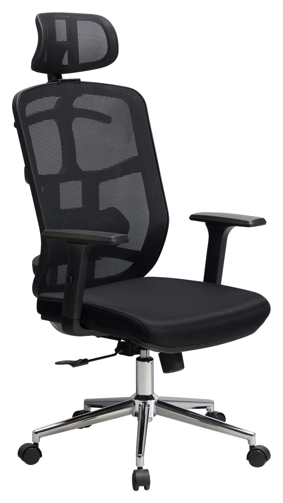 Drehstuhl Schwarz B: 68 cm - Chromfarben/Schwarz, Design, Kunststoff/Textil (68/130/68cm) - MID.YOU