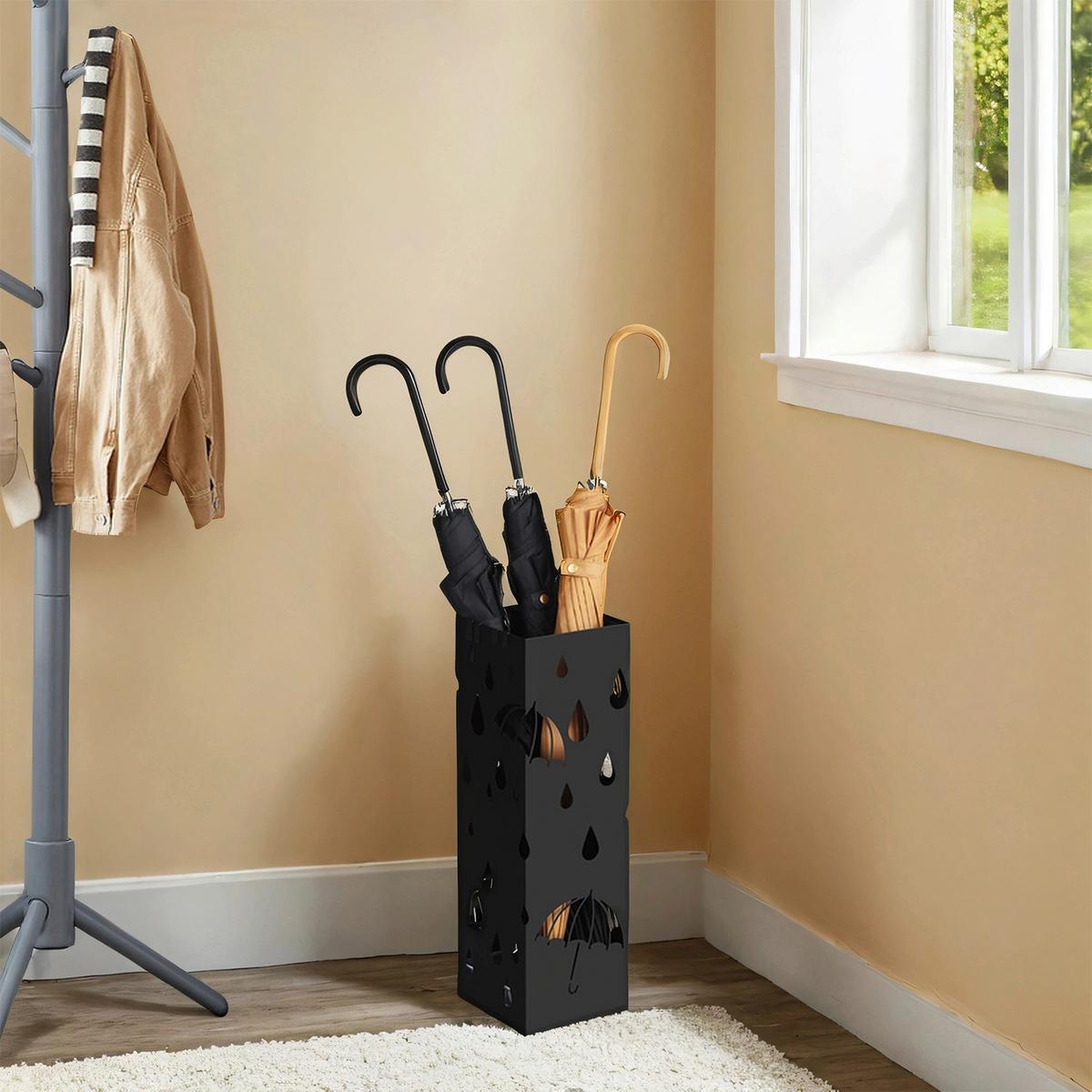 Schirmständer Schwarz B: 15,5 cm - Schwarz, Basics, Metall (15,5/49/15,5cm)