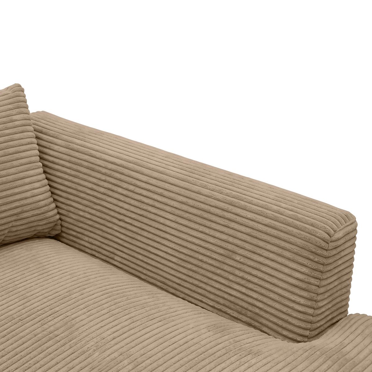 Rohová sedačka PEDRO, pravá, karamelový manšestr - černá/karamel, Moderní, textil/plast (300/190cm) - Mömax