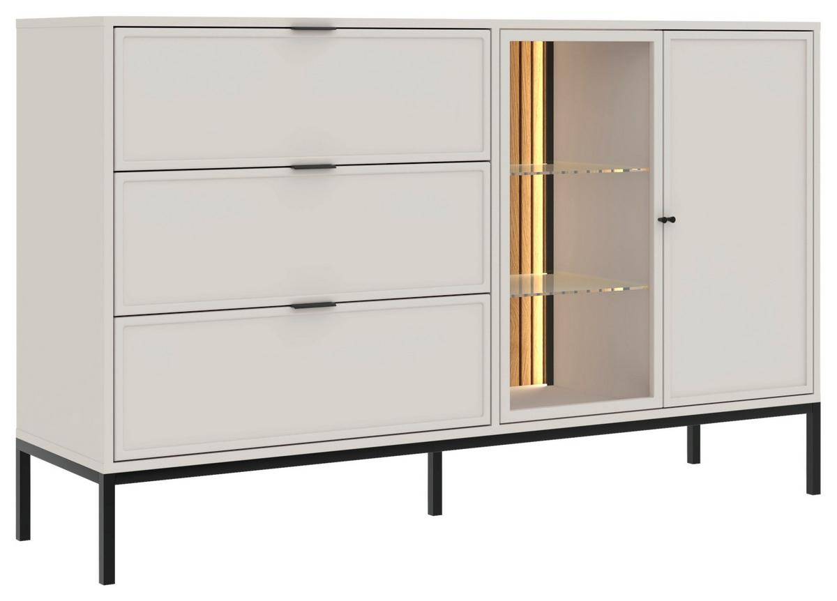 Kommode Deco Schwarz/Kaschmir B: 150,2cm - Kaschmir/Schwarz, Design, Glas/Holzwerkstoff (150,2/92/40cm) - MID.YOU