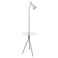 Stehlampe Policara Silber Mit Glasablage - Weiß/Nickelfarben, MODERN, Glas/Metall (46/158,5cm)