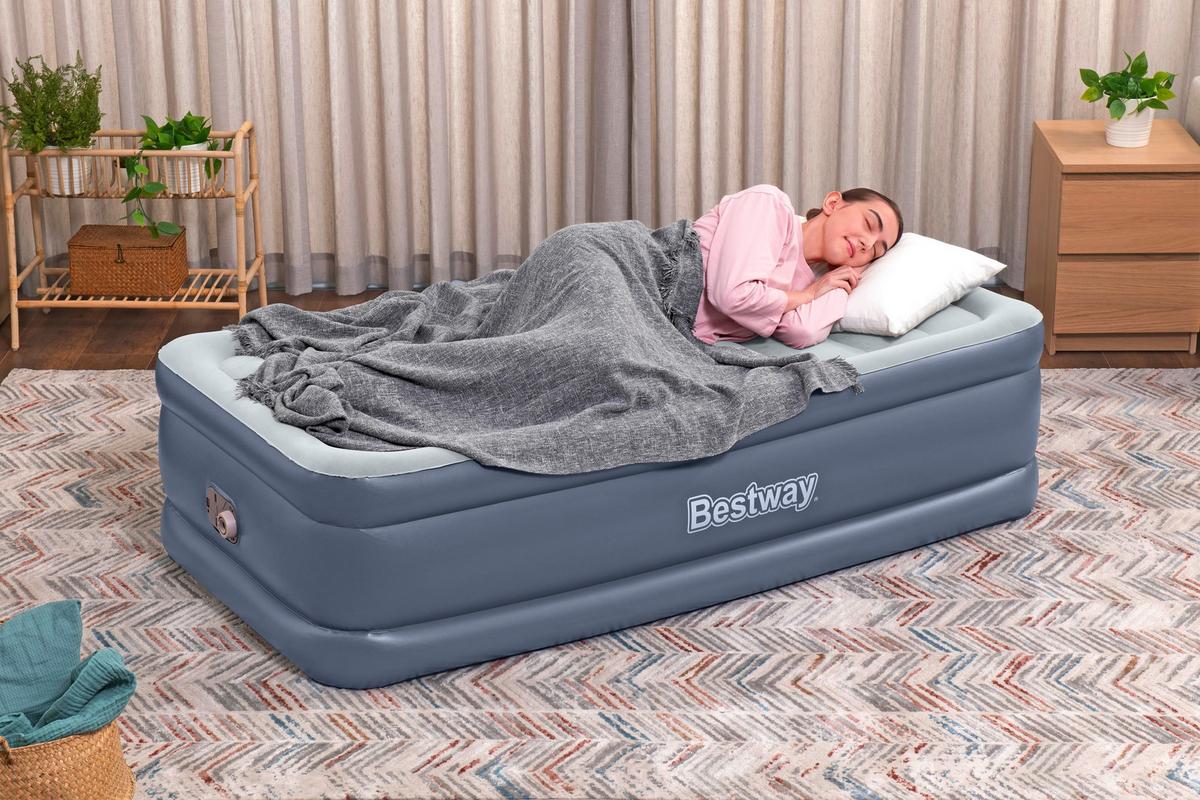 Luftbett Günther 191x97x51 cm Bis 150kg, inkl. Pumpe - Dunkelblau/Grau, KONVENTIONELL, Kunststoff/Metall (191/97/51cm) - Bestway