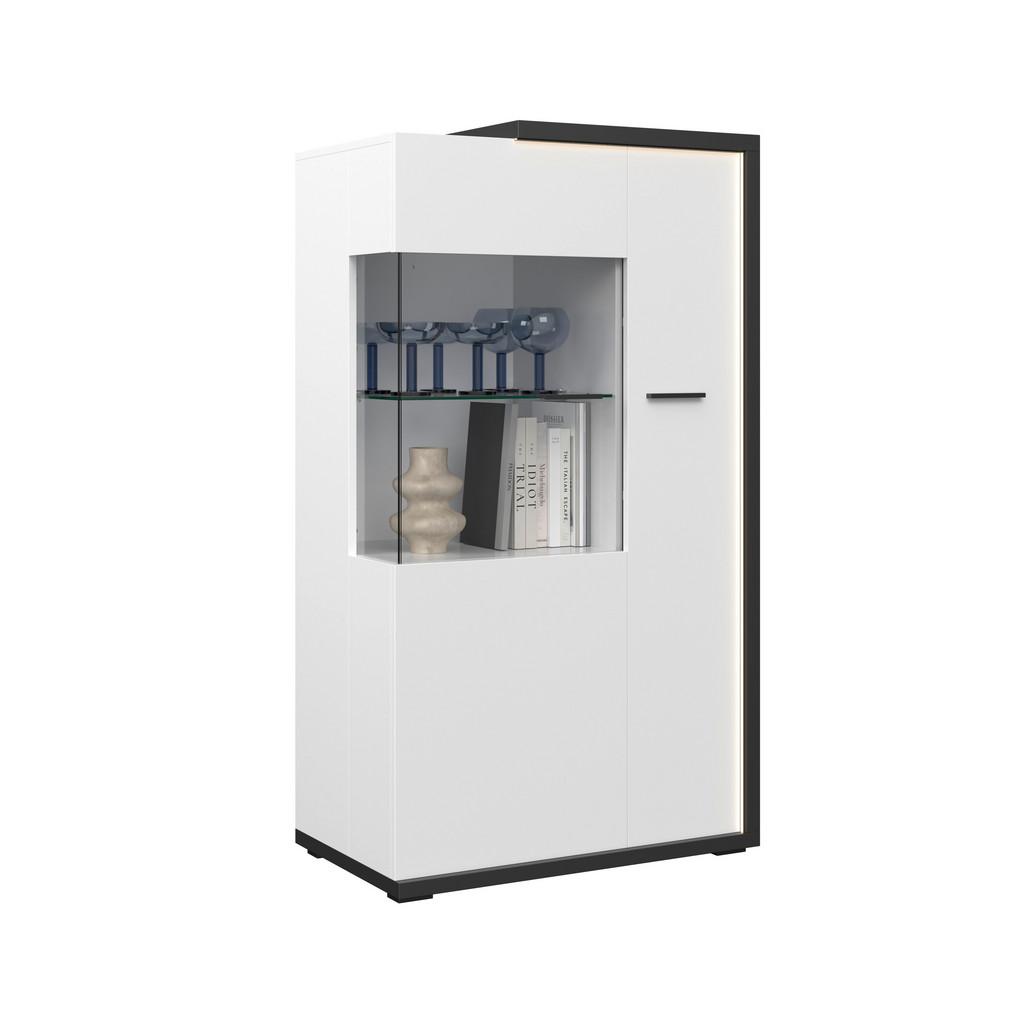 Vitrine Ambiente B: 73,4 cm mit LED, Alpinweiss/Anthrazit