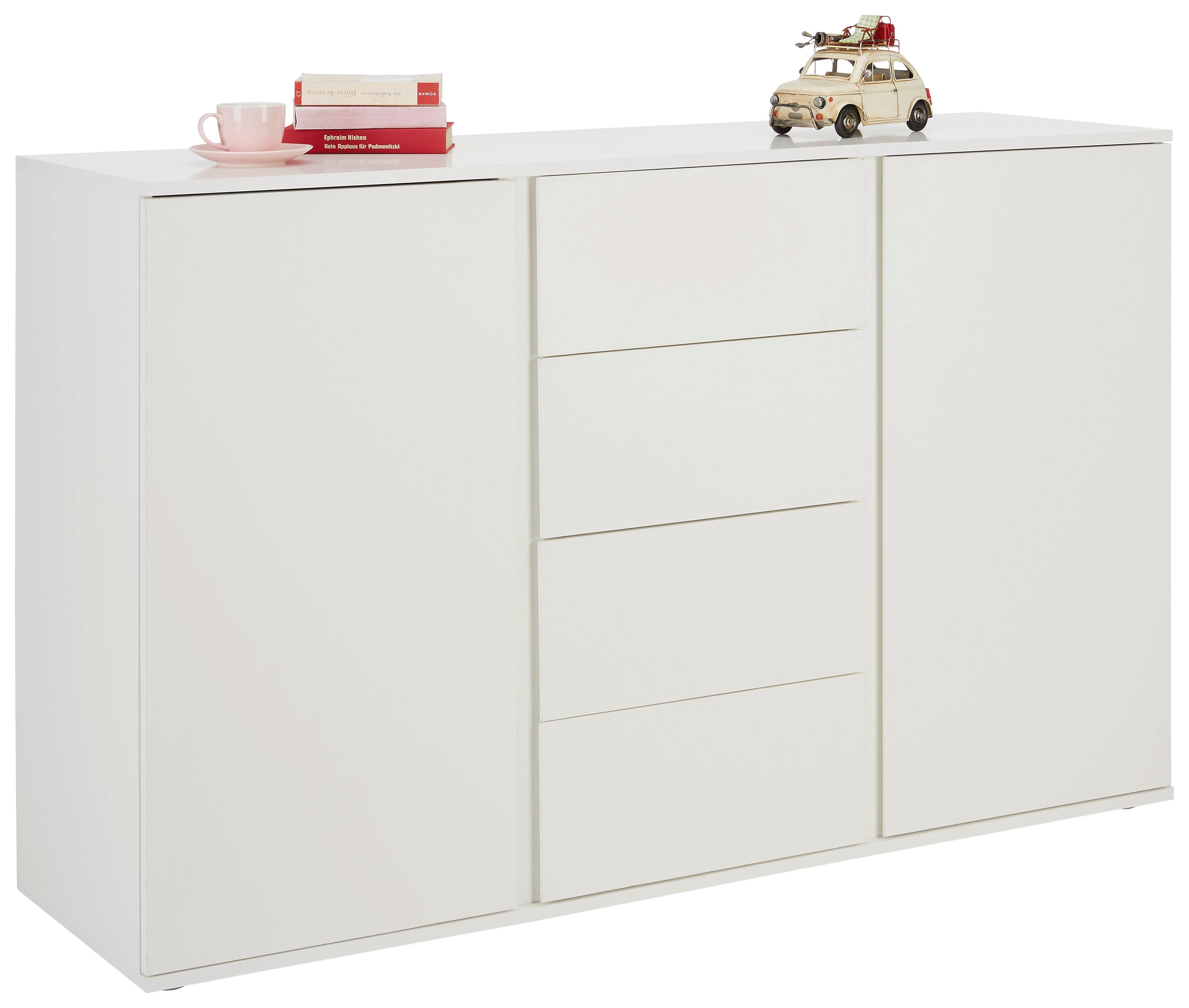 Příborník/komoda Bianco - bílá/šedá, Moderní, kompozitní dřevo/plast (150/95/43cm) - Modern Living