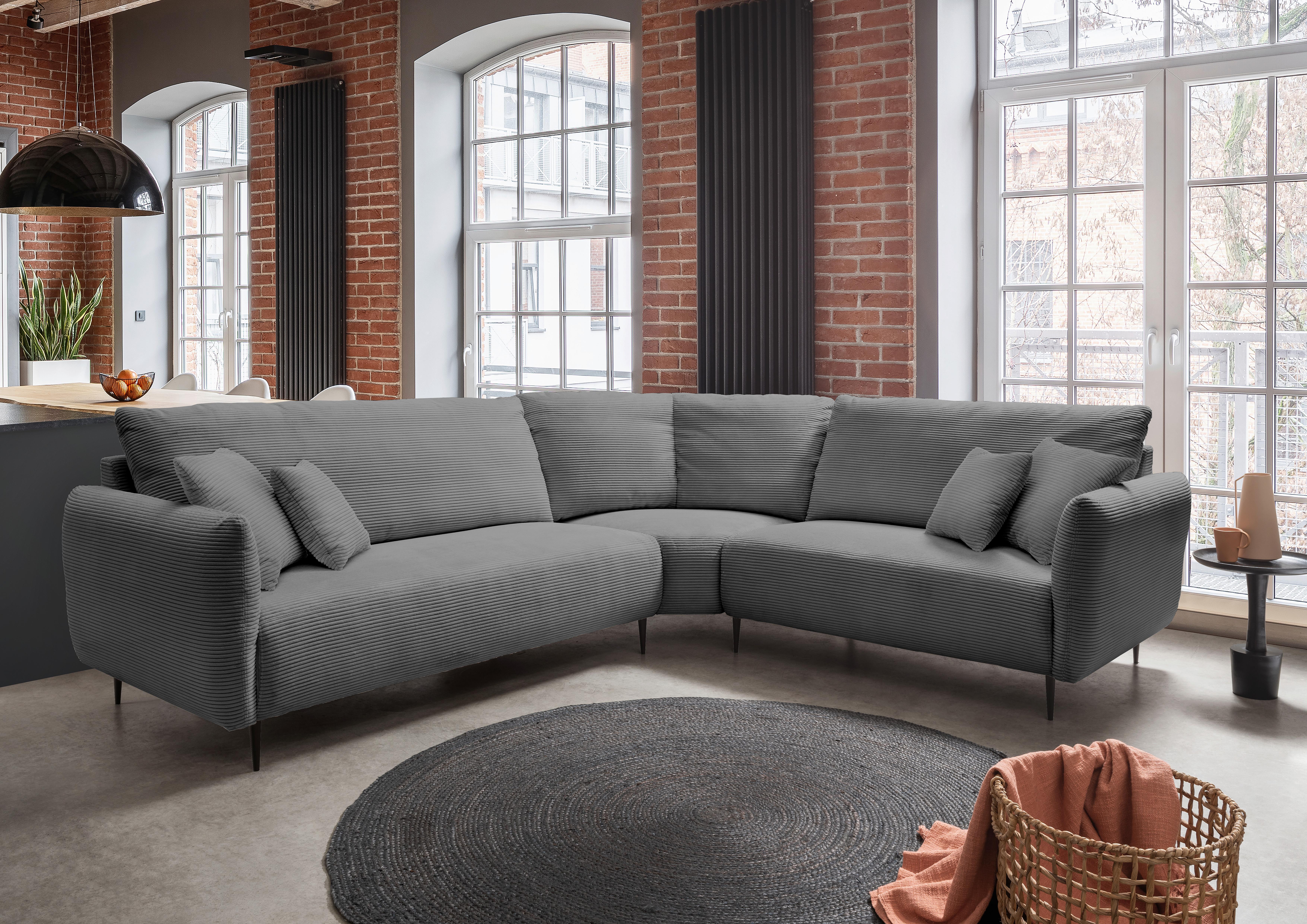 Ecksofa Vanilla Grau S: 294x256 cm - Schwarz/Grau, Design, Textil (294/256cm) - Livetastic