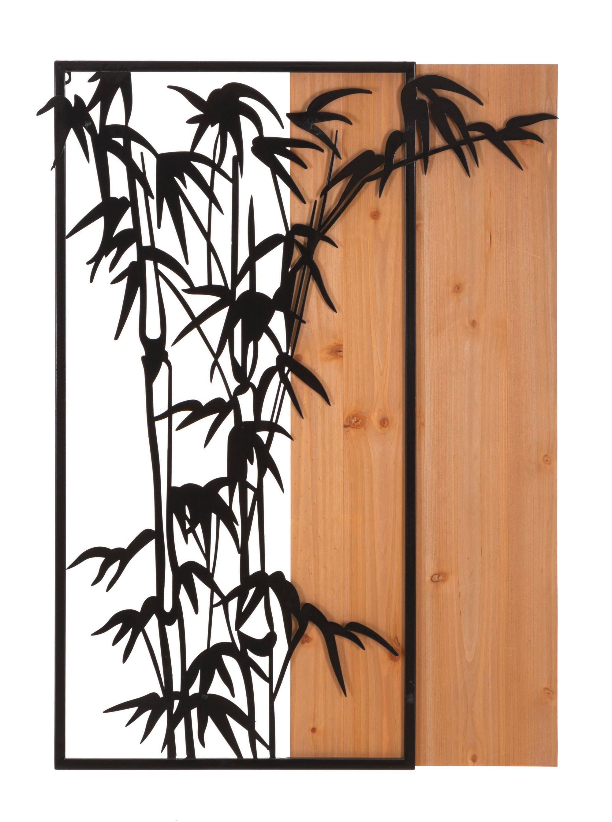 Wanddeko Bamboo Iron Naturfarben, Schwarz B: 58 cm - Schwarz/Naturfarben, Basics, Holzwerkstoff/Metall (58/80/2cm)