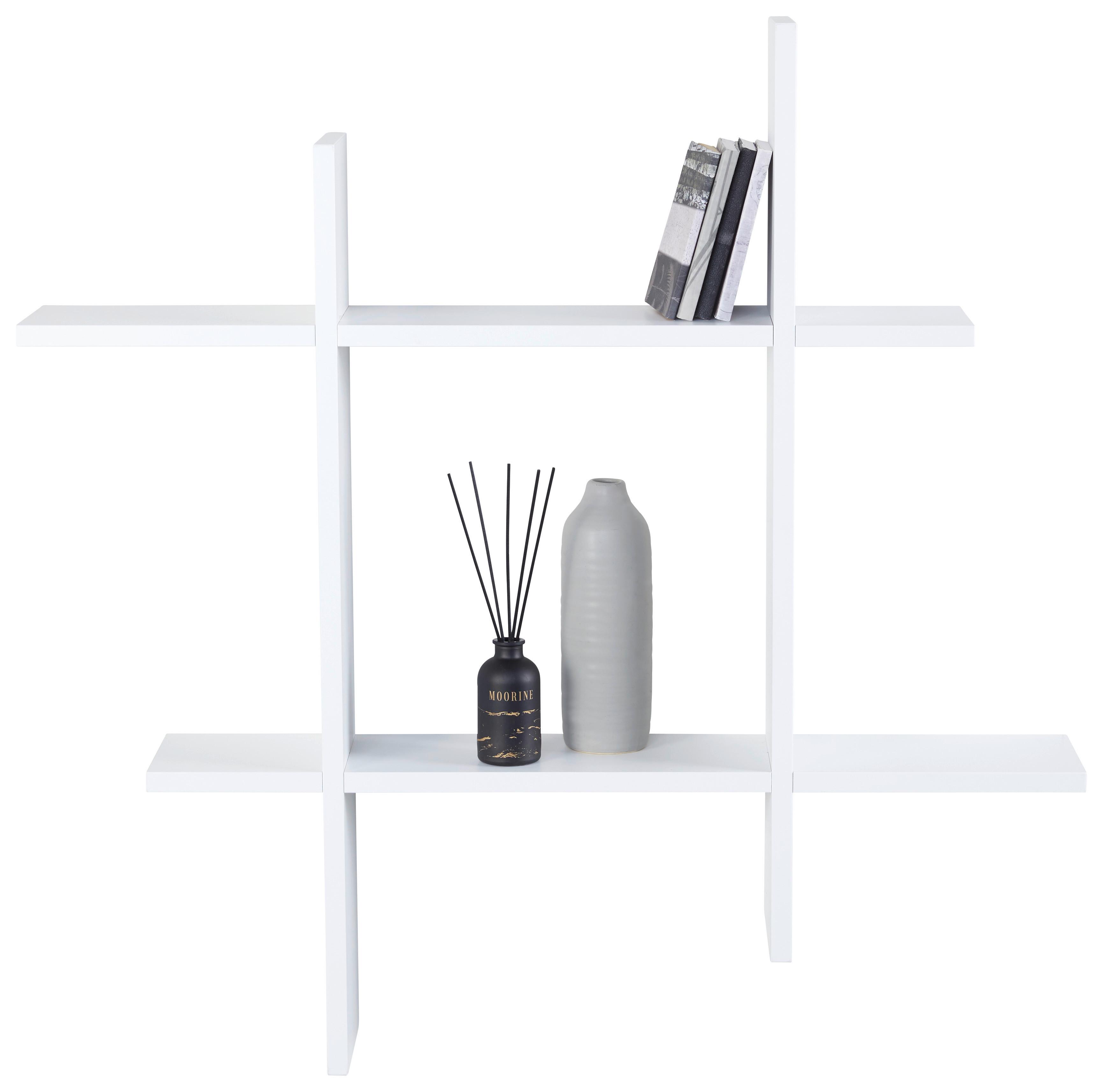 NÁSTENNÝ REGÁL LUCIA - biela, Modern, kompozitné drevo (80/80/15cm) - Mömax