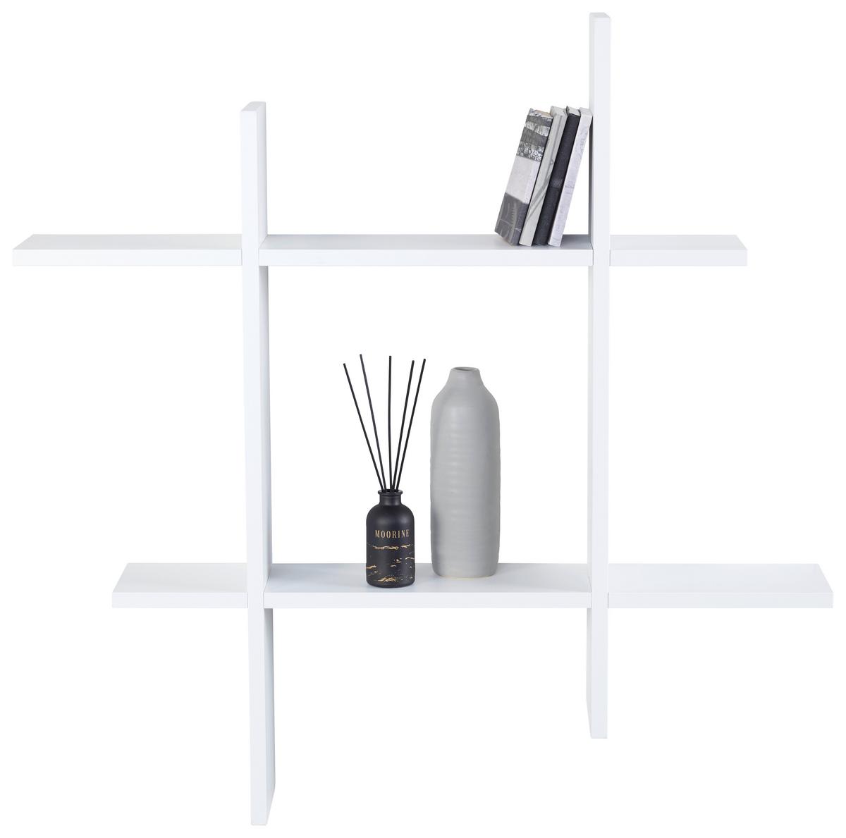 NÁSTĚNNÝ REGÁL LUCIA - bílá, Moderní, kompozitní dřevo (80/80/15cm) - Mömax