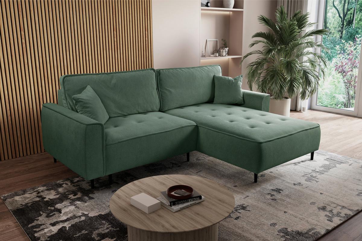 Ecksofa Blues Grün/schwarz, 263 Cm - Schwarz/Grün, Design, Textil (263/183cm) - MID.YOU