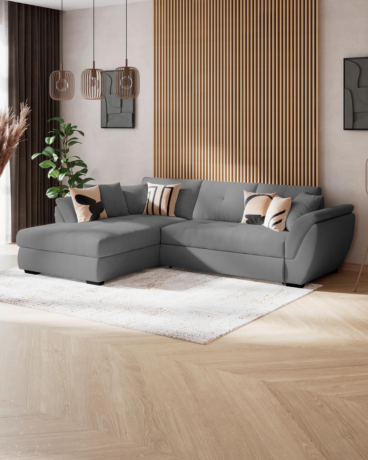 Rohová sedačka BERISSO, ľavá, antracitová tk. VINCI - čierna/antracitová, Konventionell, textil/plast (187/278cm) - Ondega