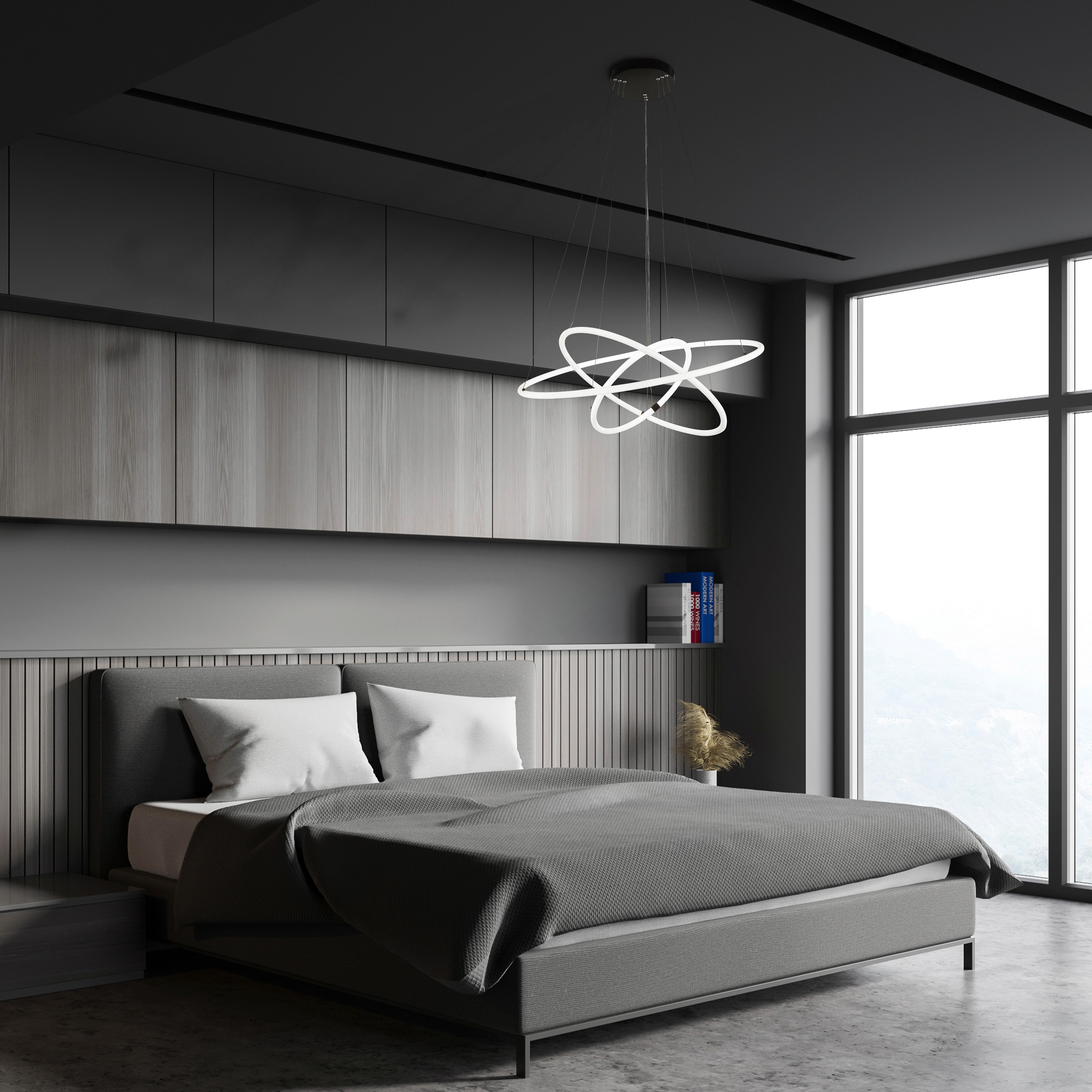 Led-pendelleuchte 40176-3bk - Schwarz/Weiß, Design, Kunststoff/Metall (79/142cm)