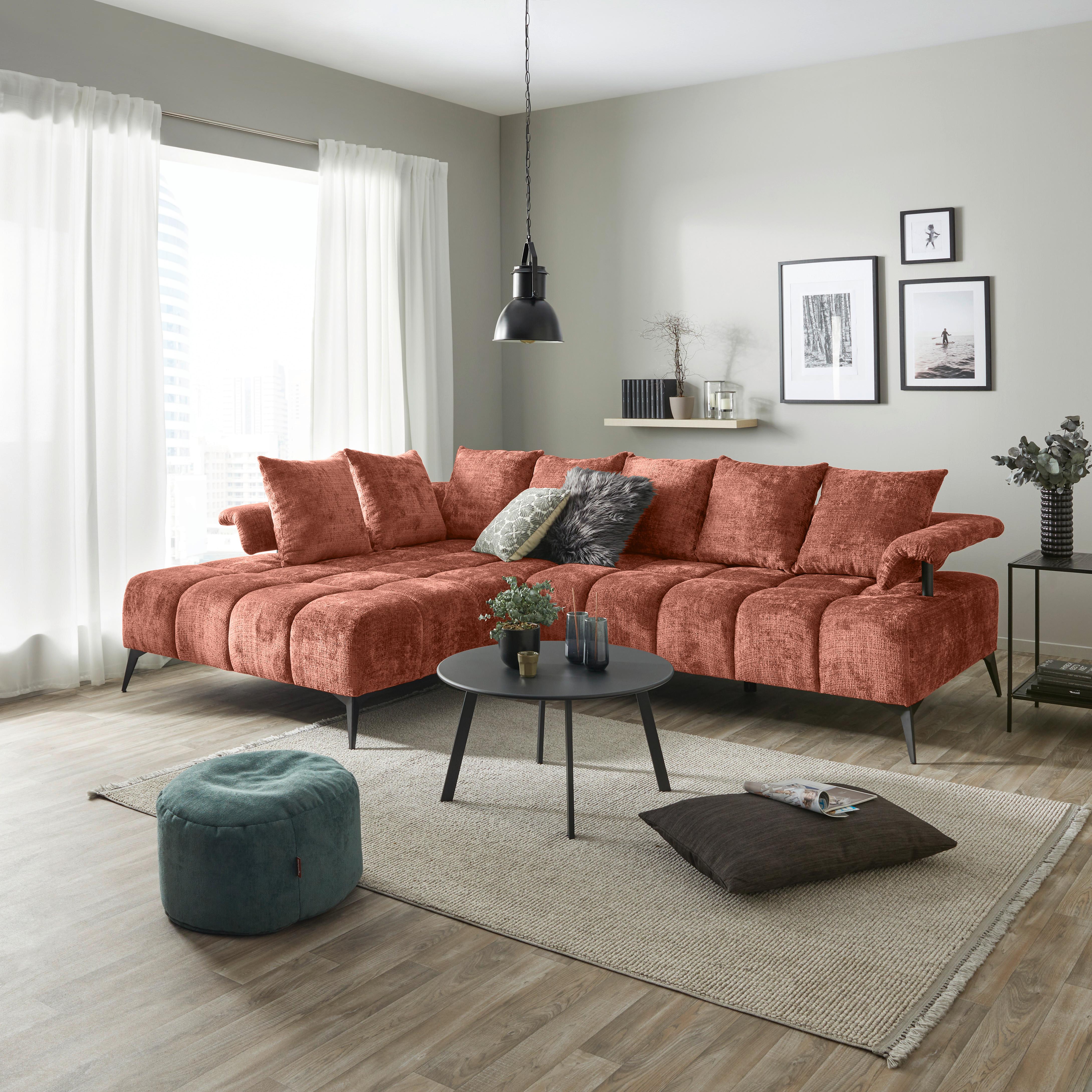 Ecksofa Vanessa New - Rostfarben/Schwarz, MODERN, Textil (200/297cm)