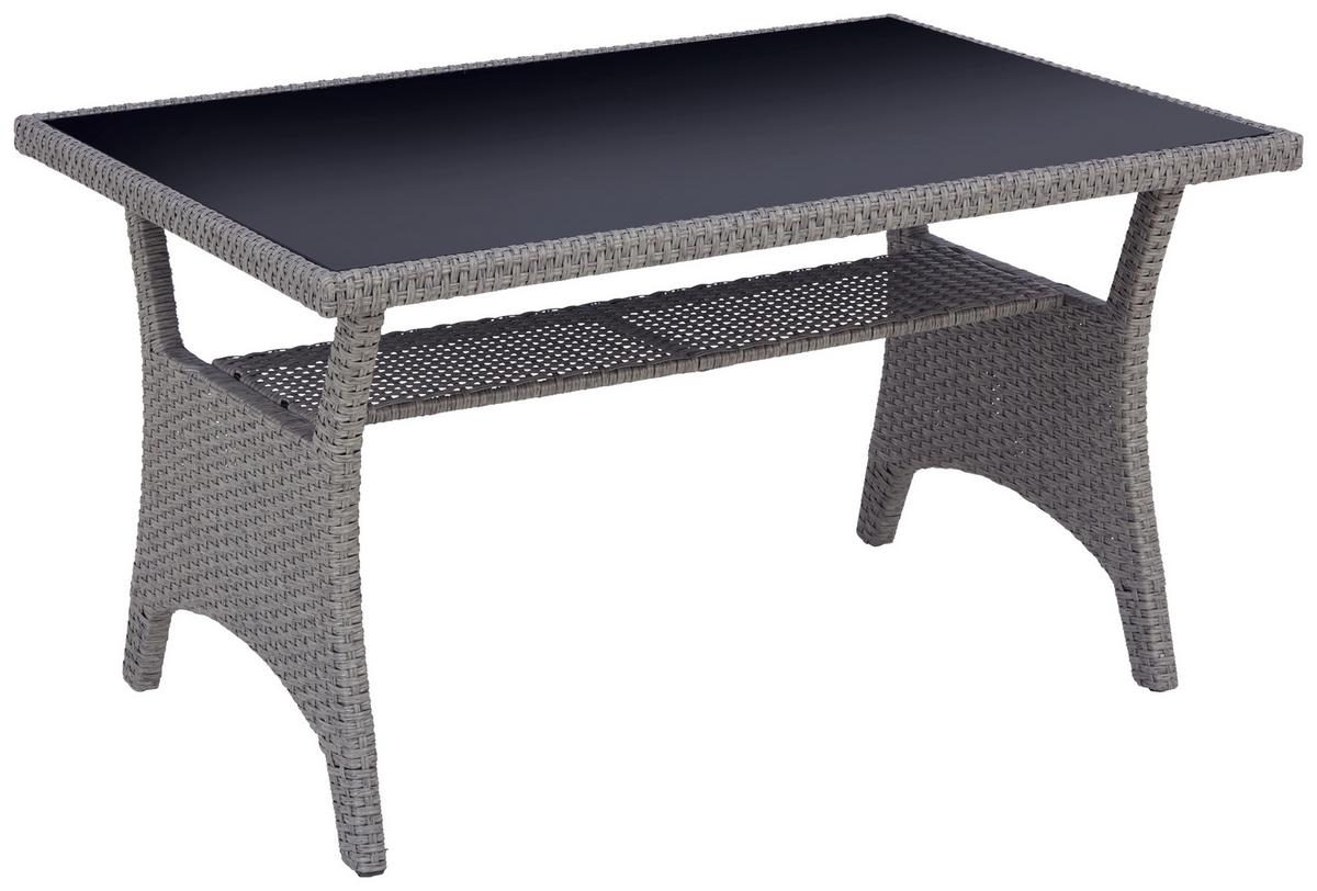 Loungegarnitur 6-Tlg Athena in Rattan-Optik mit Kissen - Schwarz/Grau, MODERN, Glas/Kunststoff - Beldano