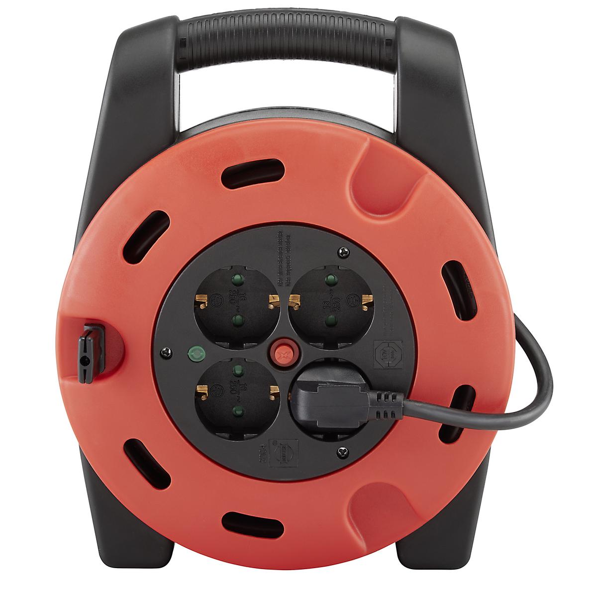 Kabeltrommel Albrik 4 Steckdosen, 10 M Kabel - Rot/Schwarz, KONVENTIONELL, Kunststoff (25/29/7cm) - Homezone
