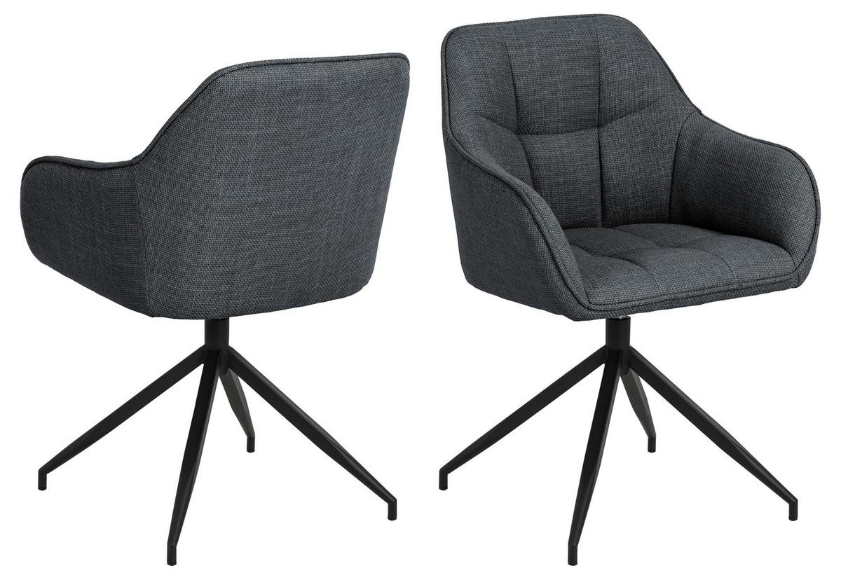 Armlehnstuhl Brenda Dunkelgrau, B: 58 Cm - Dunkelgrau/Schwarz, Design, Textil/Metall (58/84,5/54,5cm) - MID.YOU