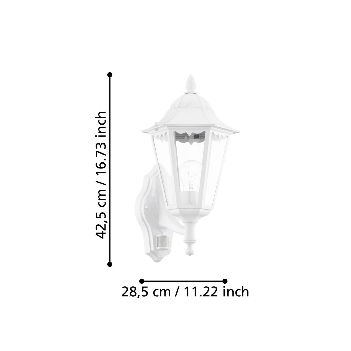 Außenwandleuchte mit Bewegungsmelder 1x LED 60 W - Klar/Weiß, Basics, Glas/Metall (20cm) - Eglo