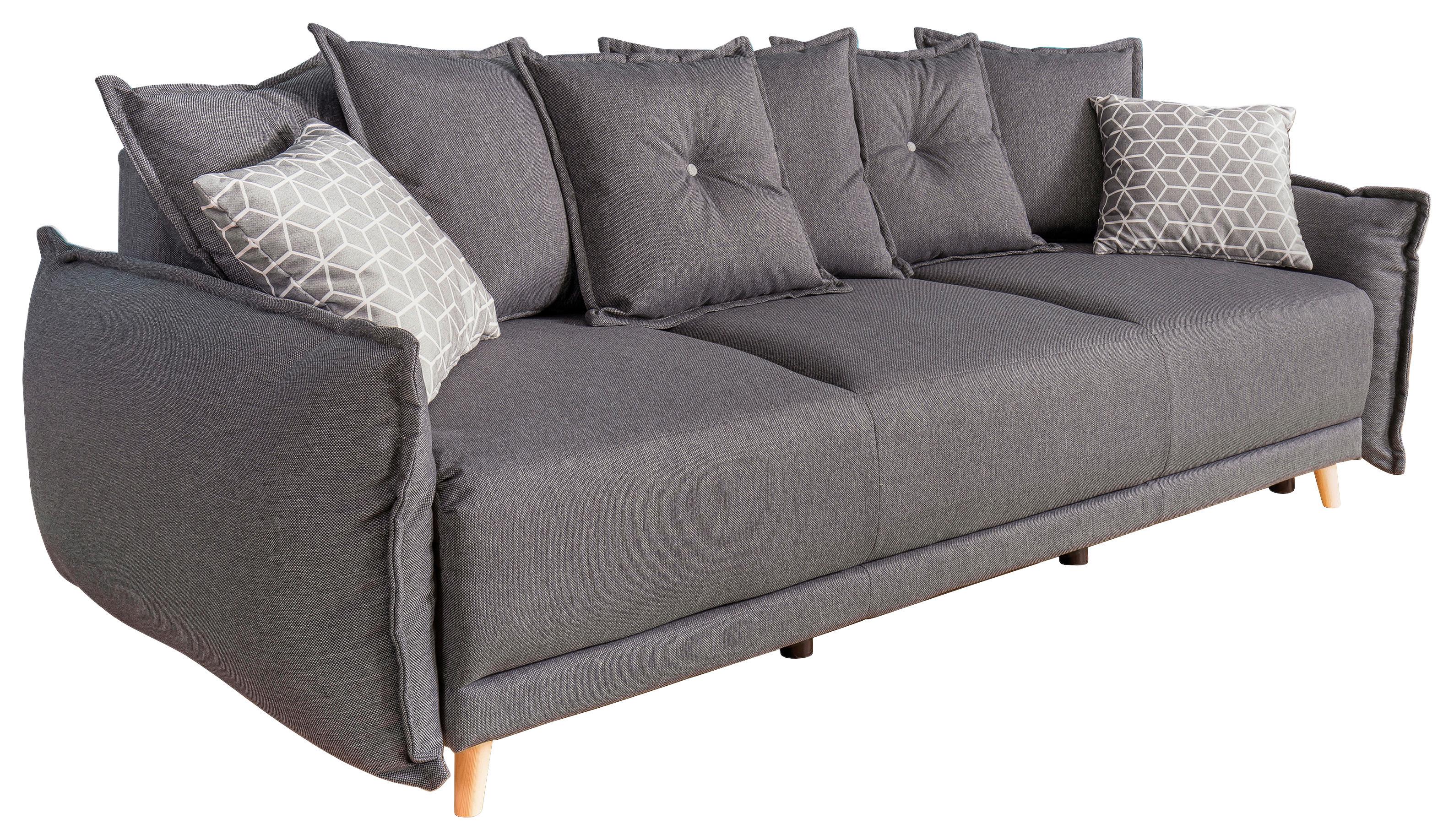 Dreisitzer-Sofa mit Kissen Lazy Lukka, Webstoff - Dunkelgrau/Hellgrau, Basics, Textil (230/80/100cm) - MID.YOU