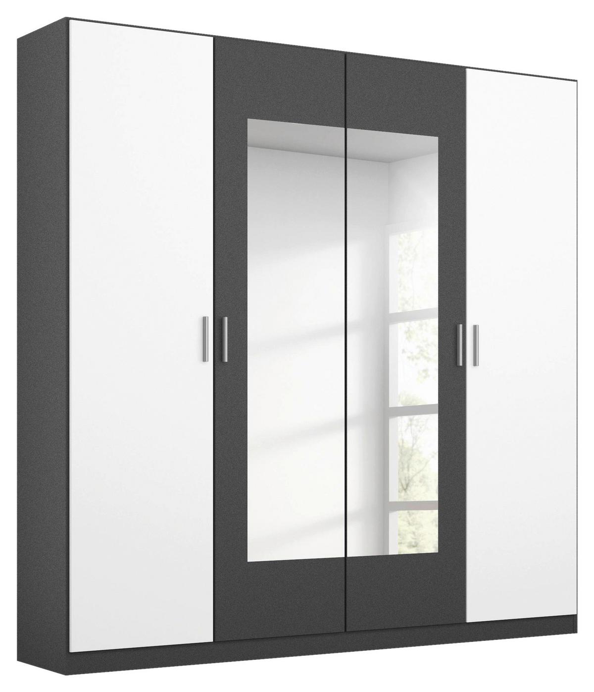 Drehtürenschrank Mit Spiegel 181cm Borneo, Grau/weiß - Weiß/Grau, Basics, Holzwerkstoff (181/210/54cm) - Rauch Möbel