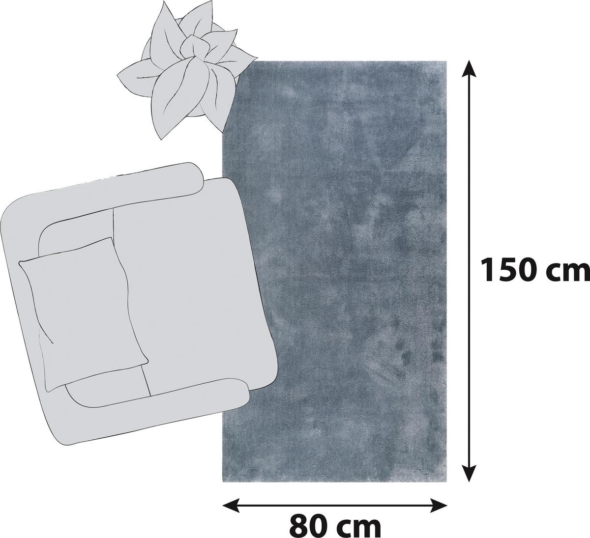 Hochflor Teppich Blau/Grau Relaxx 80x150 cm - Blau/Grau, Basics, Textil (80/150cm) - Esprit