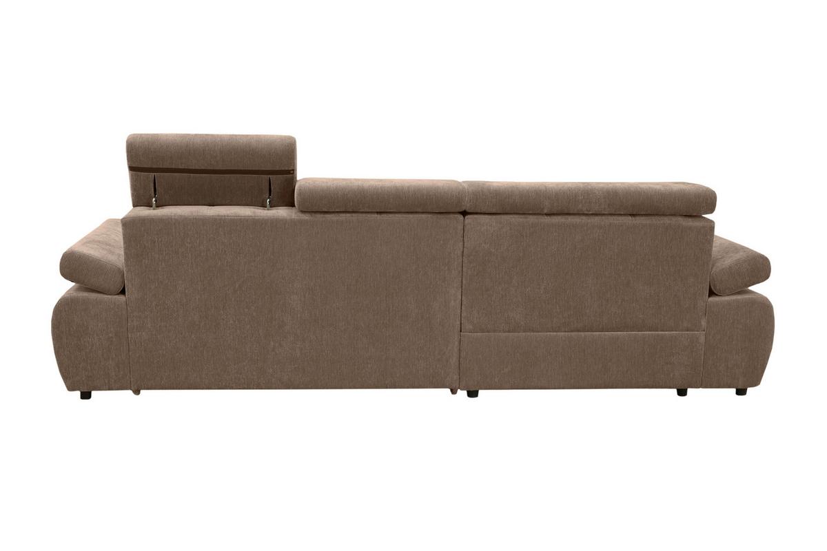 Rohová sedačka VEGAS, levá, hnědá žinylka - černá/hnědá, Design, dřevo/textil (173/294cm)