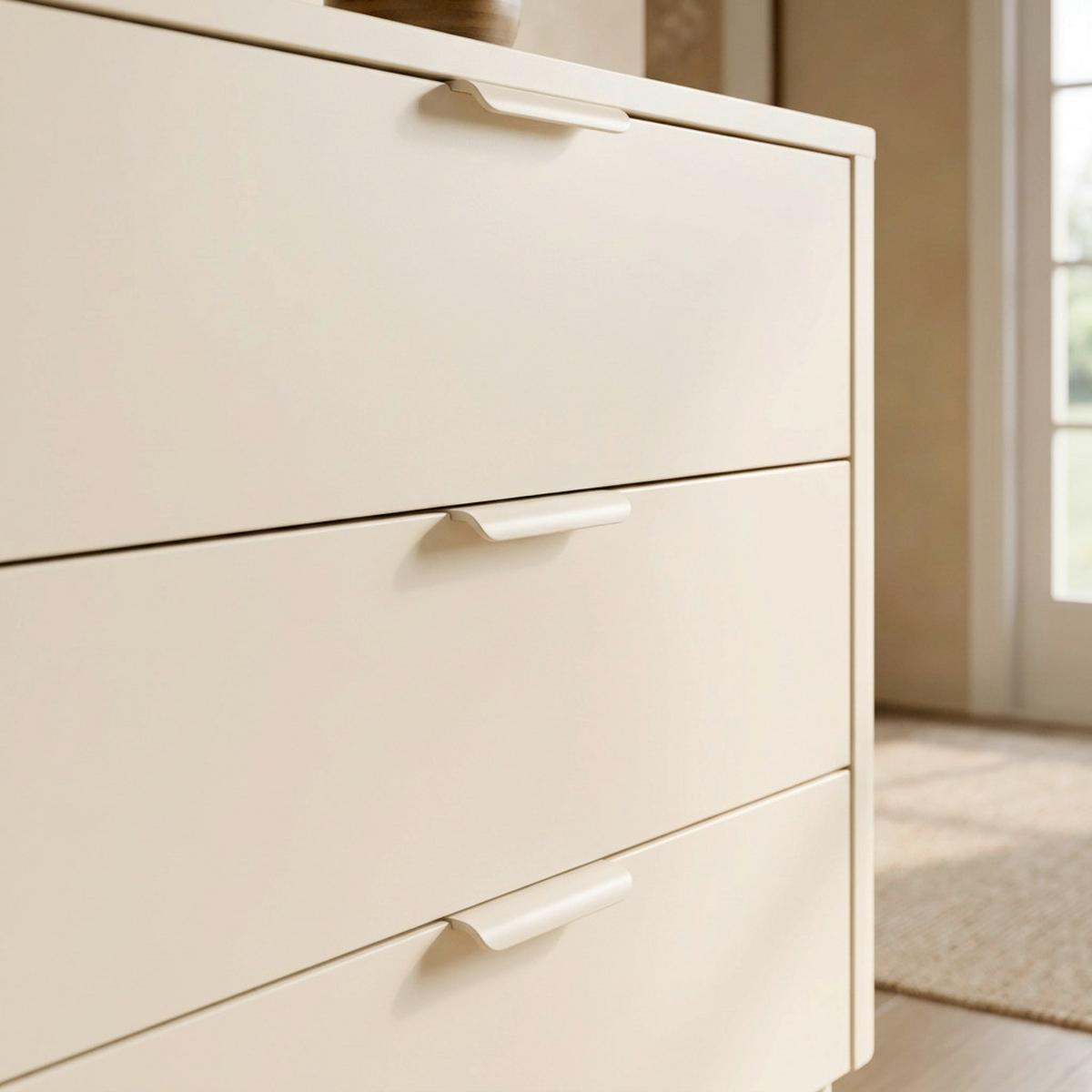 Komoda v kašmírovej farbe MDF/Práškovaný kov - kašmírová, Modern, kov/kompozitné drevo (80/85/40cm) - Bessagi Home