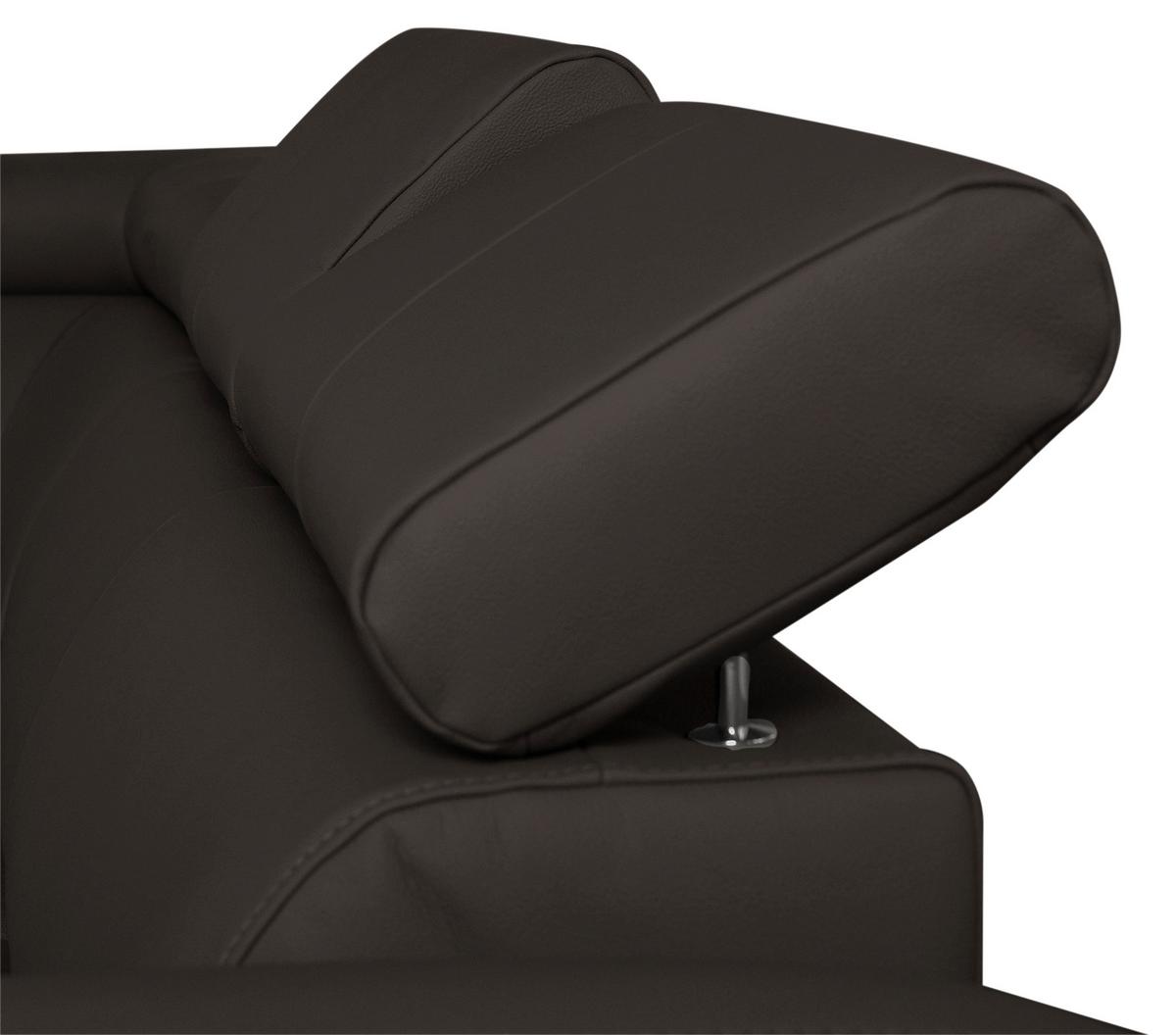 Ecksofa Aspen Dunkelbraun S: 208 Cm - Chromfarben/Dunkelbraun, Design, Leder/Textil (208/245cm) - Livetastic