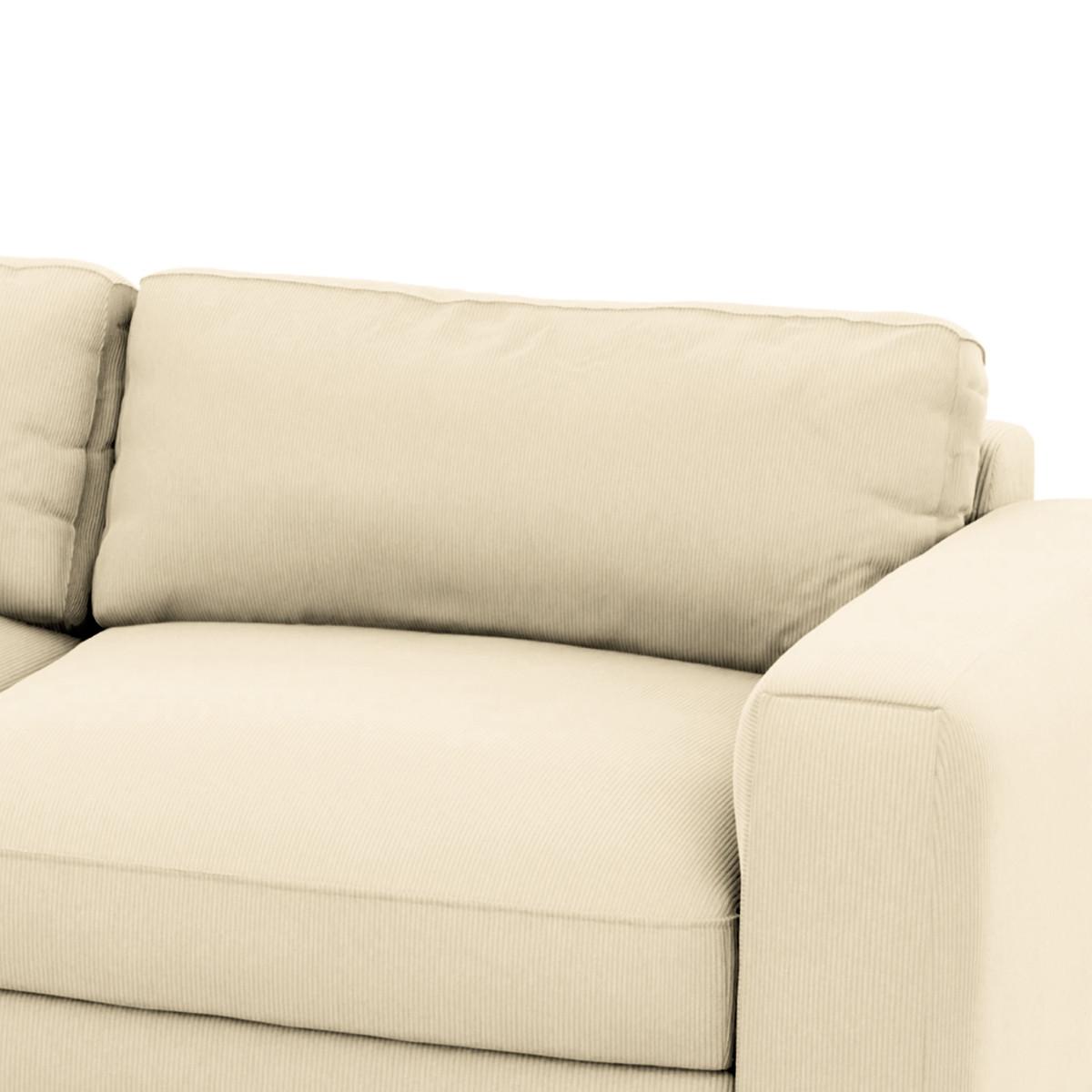 Ecksofa Bourbon, Creme S: 176x303 cm - Creme/Schwarz, MODERN, Textil (176/303cm) - Trendmanufaktur