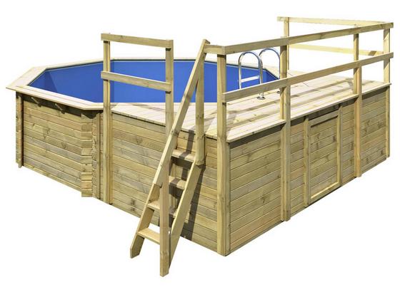 Holzpool Set Spring L Ø 470 X H 124 cm mit Sonnendeck - Naturfarben, KONVENTIONELL, Holz (470/124/470cm) - Karibu Holzpool Set Spring L Ø 470 X H 124 cm mit Sonnendeck - Naturfarben, KONVENTIONELL, Holz (470/124/470cm) - Karibu