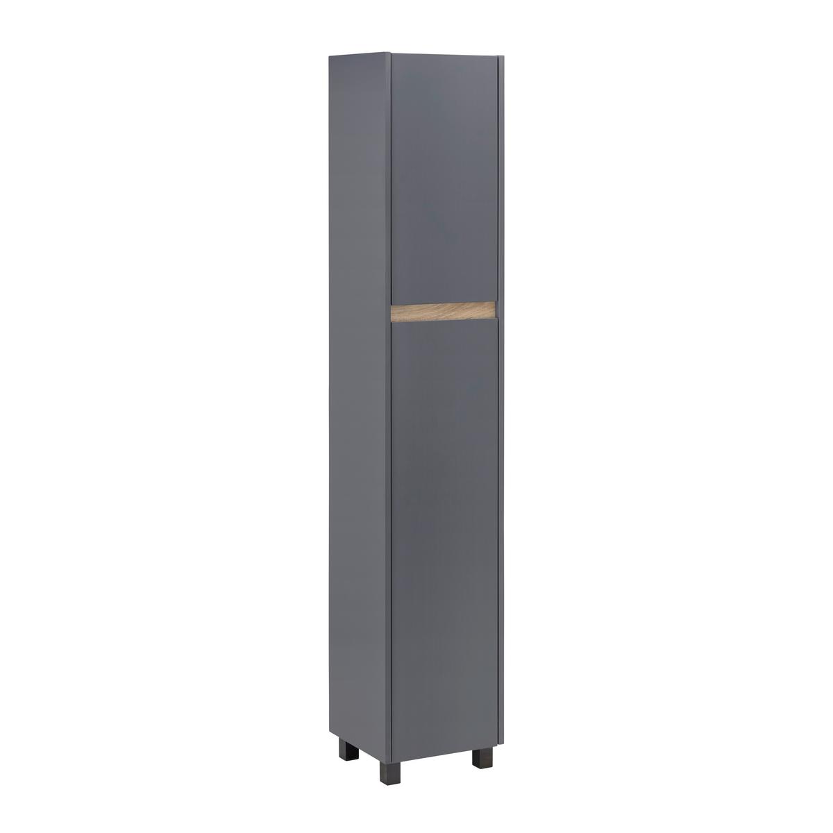 Vysoká skříňka MASSIMO tm.šedá/dřevodekor - šedá/barvy stříbra, Moderní, plast (33/175/30cm) - Bessagi Home