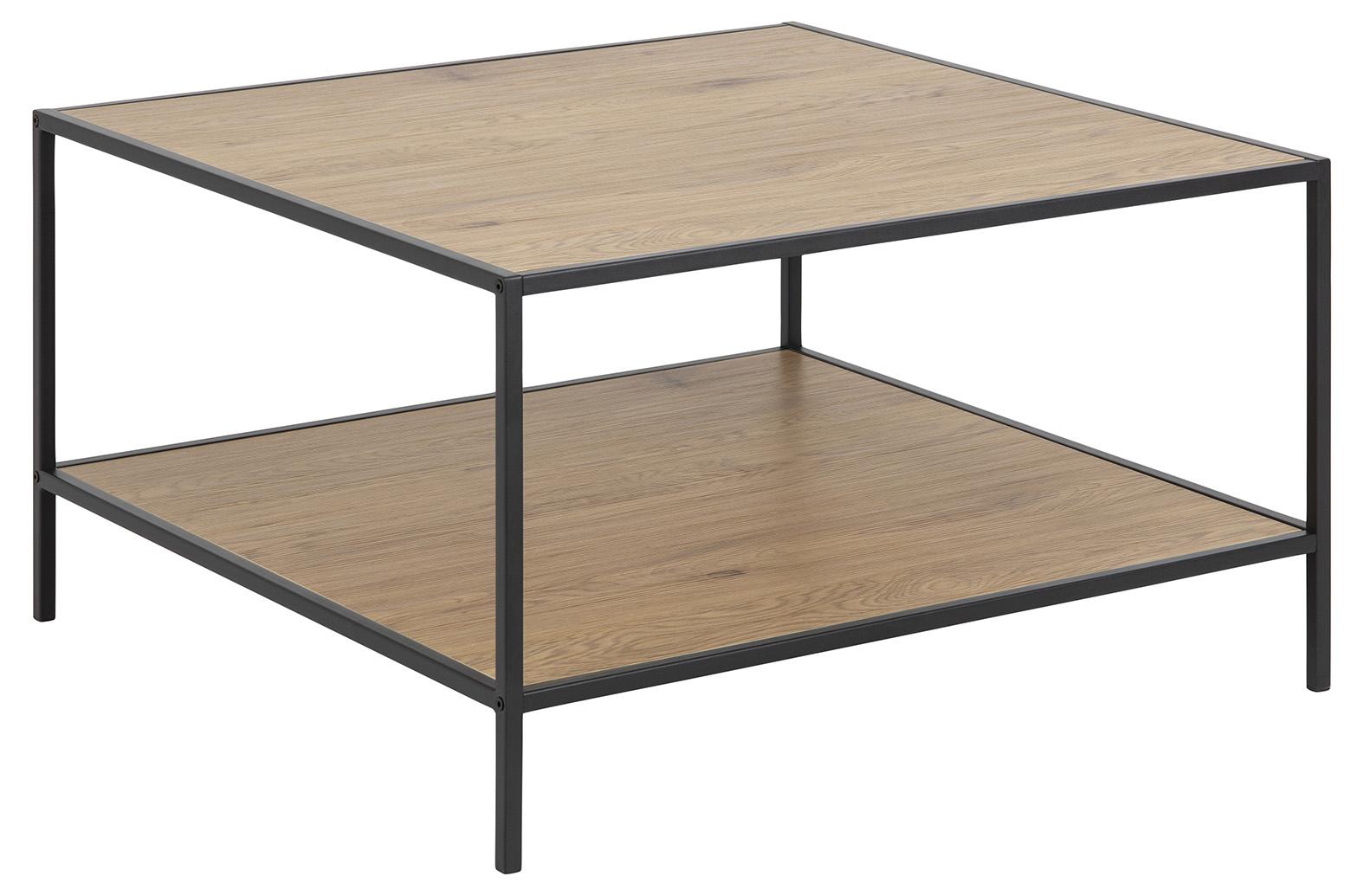 Konferenční stolek SEAFORD  80cm - černá/barvy dubu, Moderní, kov/kompozitní dřevo (80/45/80cm)