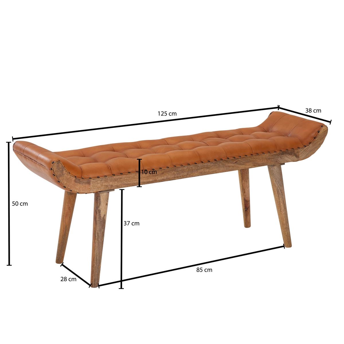 Šatní lavice hnědá - hnědá, Moderní, dřevo/kůže (125/50/38cm) - MID.YOU