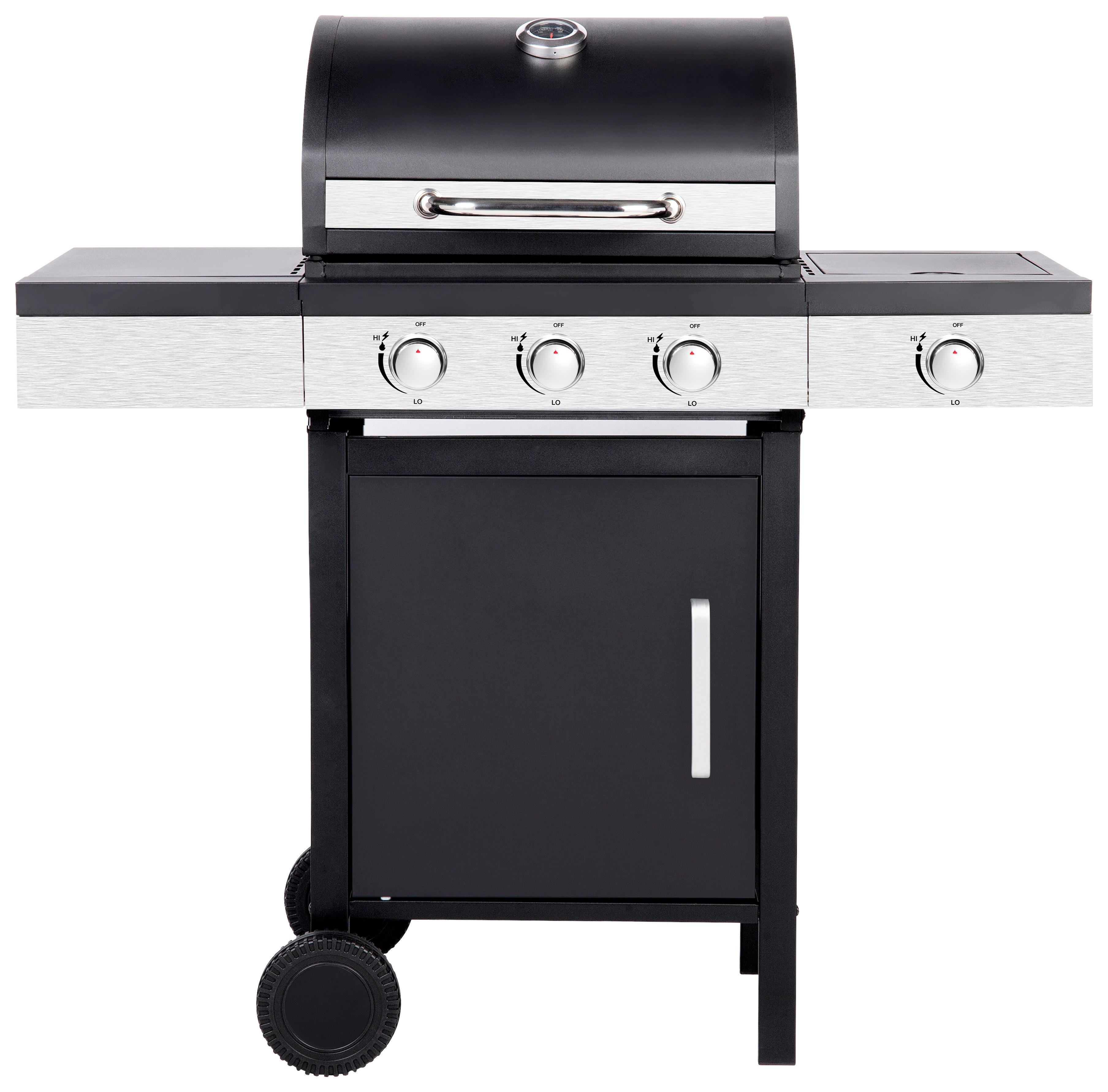 Gasgrill Micha 1 Sideburner, Mit Rädern - Silberfarben/Schwarz, Trend, Kunststoff/Metall (110/53/110cm) - Homezone