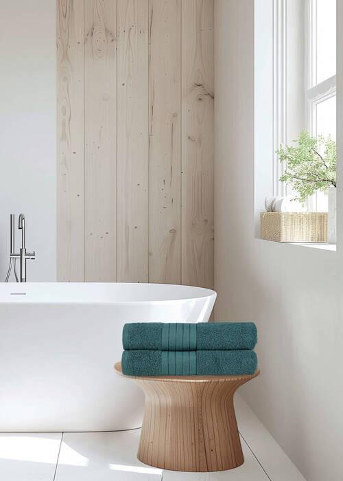 Duschtuchset Dunkelgrün 2 Stück 70x140 Cm - Basics, Textil (70/140cm)