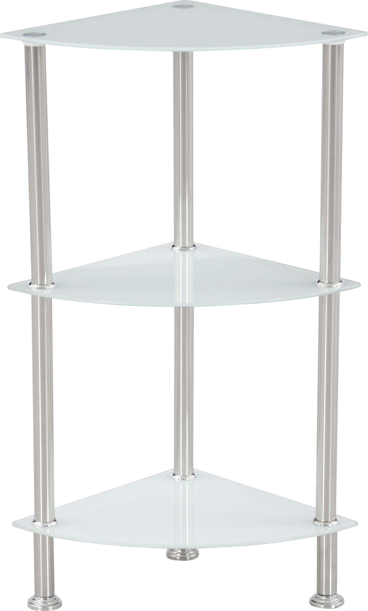 Eckregal mit Glasfächern Glare B 30cm, Edelstahl/Weiß - Edelstahlfarben/Weiß, MODERN, Glas/Metall (30/70/30cm) - Luca Bessoni