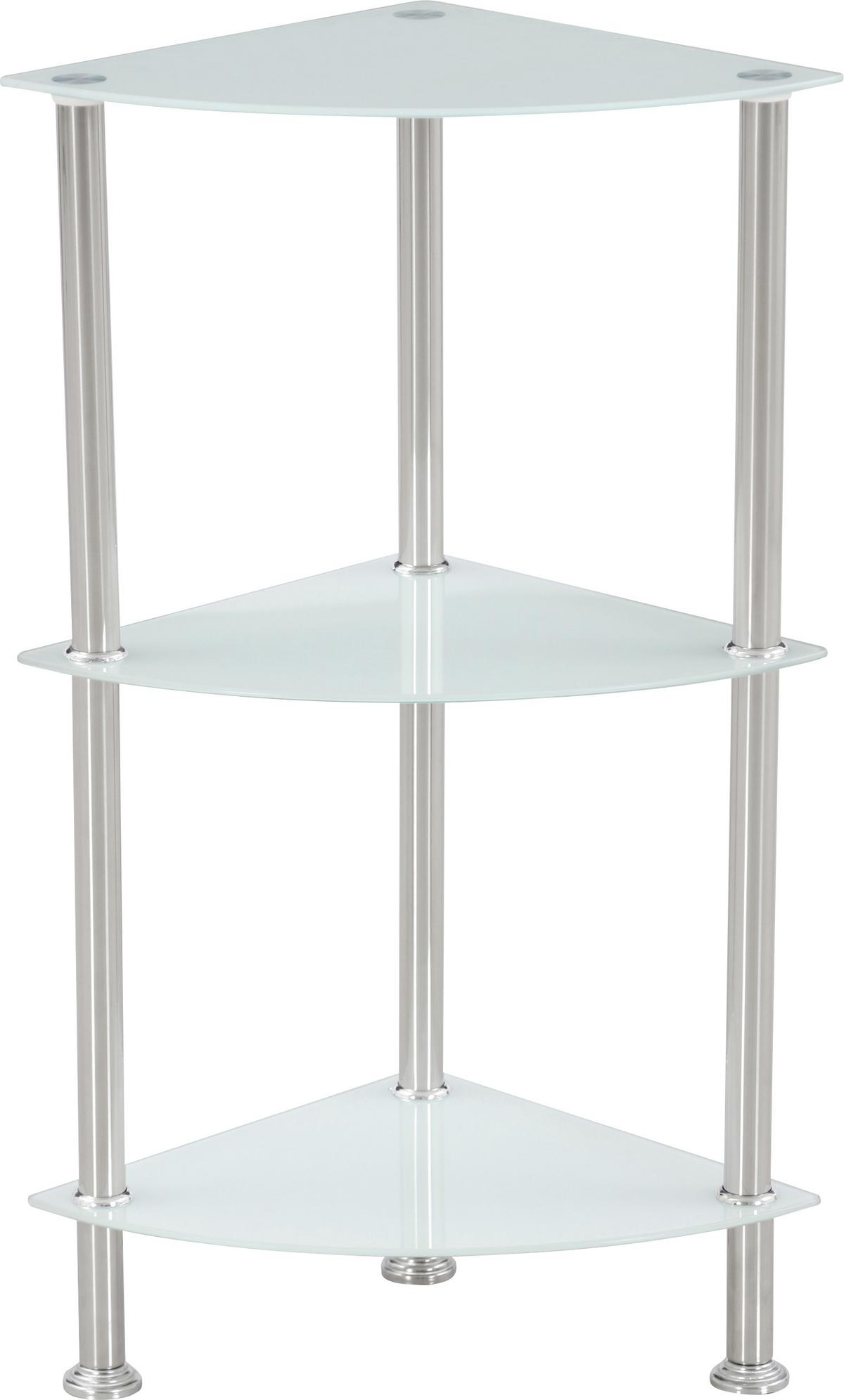 Polc Glare - nemesacélszínű/fehér, Modern, Üveg/fém (30/70/30cm) - Luca Bessoni
