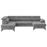 Wohnlandschaft mit Bettkasten Hudson Grau - Dunkelgrau/Schwarz, Textil (207/324/166cm) - MID.YOU
