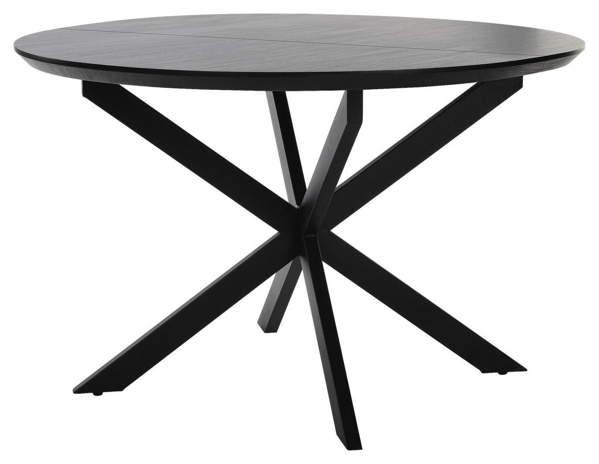 Ausziehtisch Oregon B: 120-160 cm - Schwarz, Design, Holzwerkstoff/Metall (120-160/110/76cm) - MID.YOU