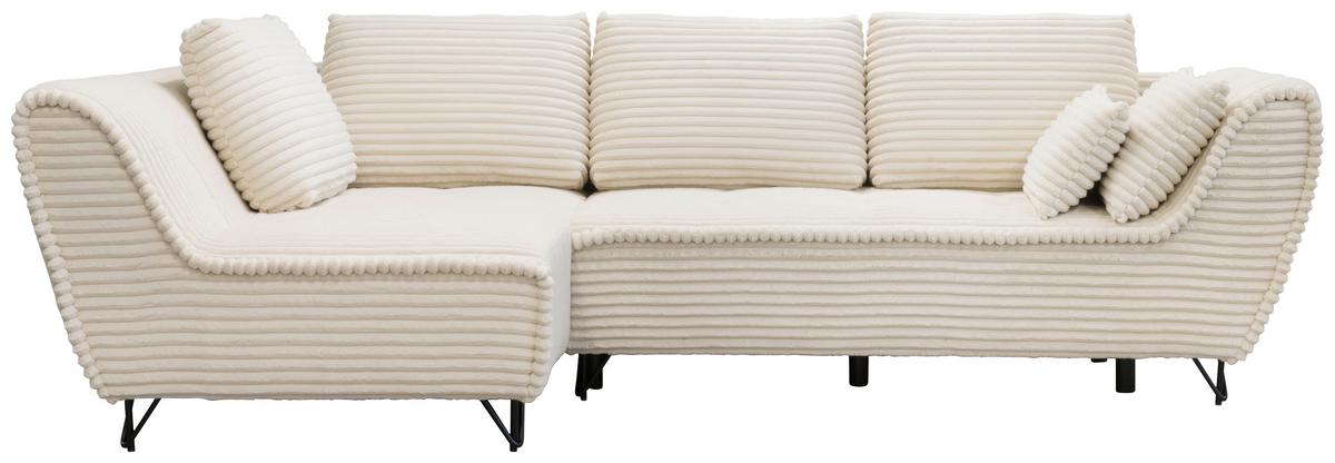 Rohová sedačka COCOLI, ľavá, krémová - čierna/krémová, Modern, textil/plast (173/284cm)