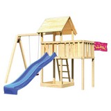 Spielturm Heidi Set XL - Blau/Naturfarben, Holz (107/291/107cm) - Karibu