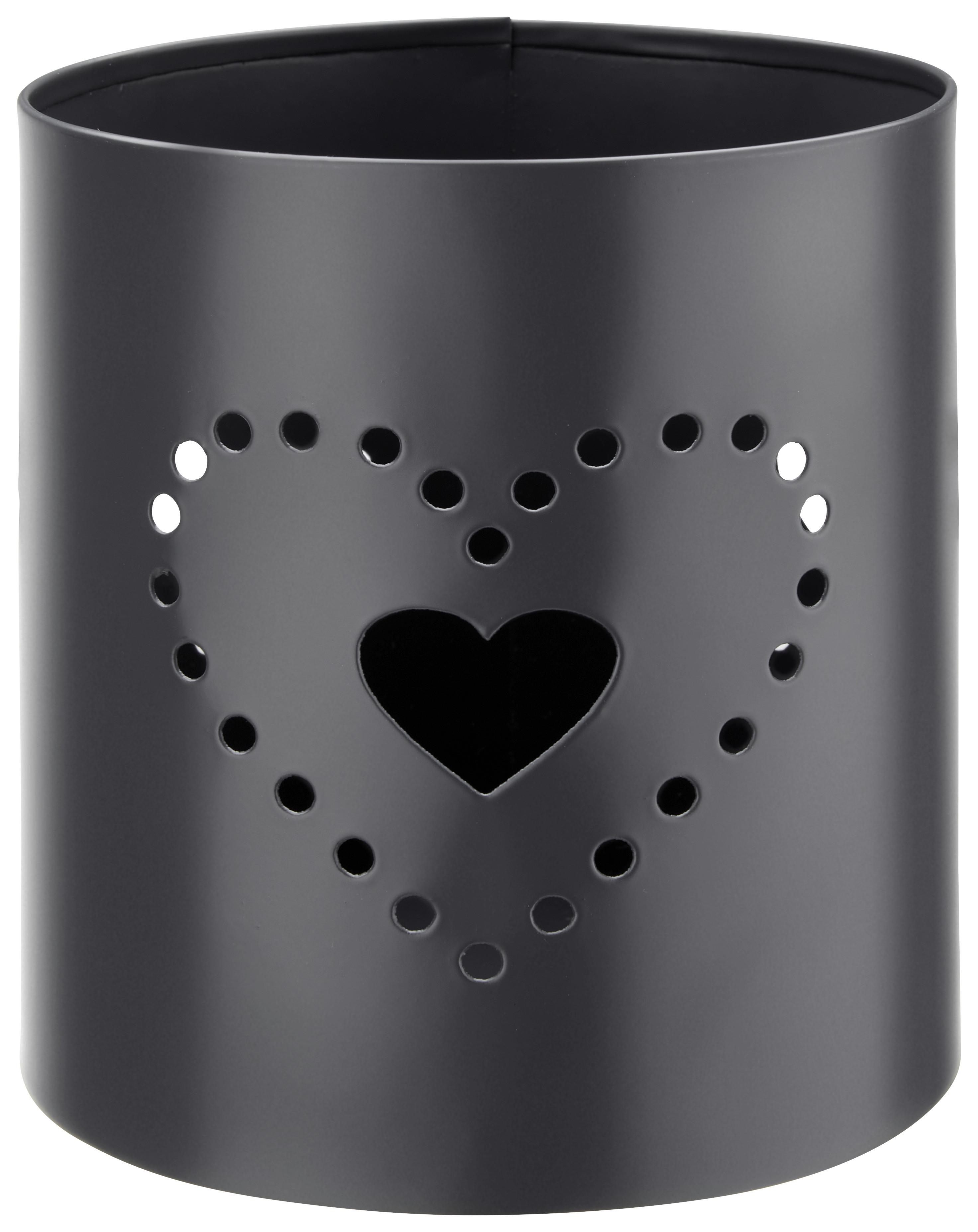 Laterne D/h: Ca. 10/11,5cm, Samira - Schwarz, MODERN, Metall (10/11,5cm) - Luca Bessoni