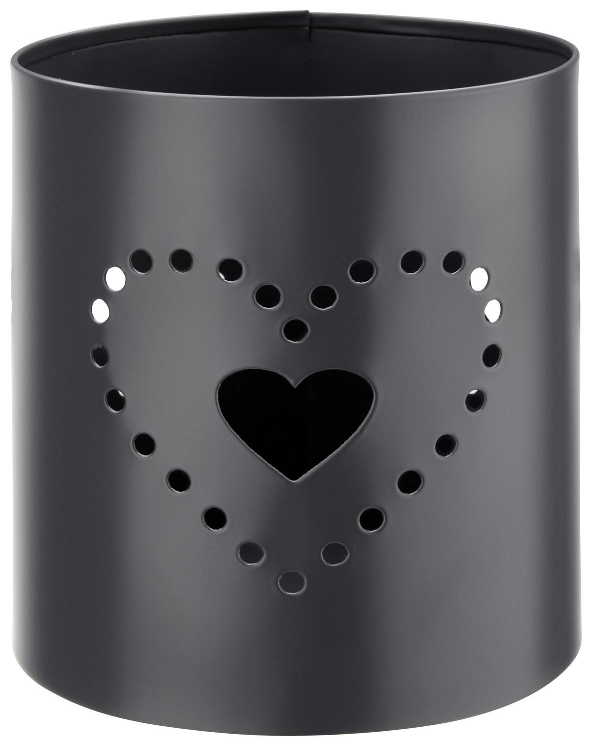 Laterne D/h: Ca. 10/11,5cm, Samira - Schwarz, MODERN, Metall (10/11,5cm) - Luca Bessoni